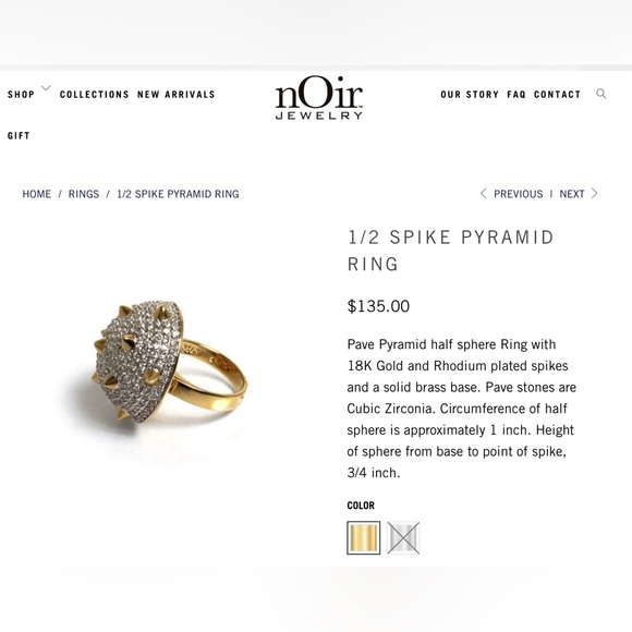 NWT 1/2 SPIKE PYRAMID RING - Picture 3 of 3